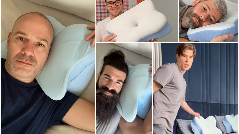 Collage of customers using the Derila Ergo pillow